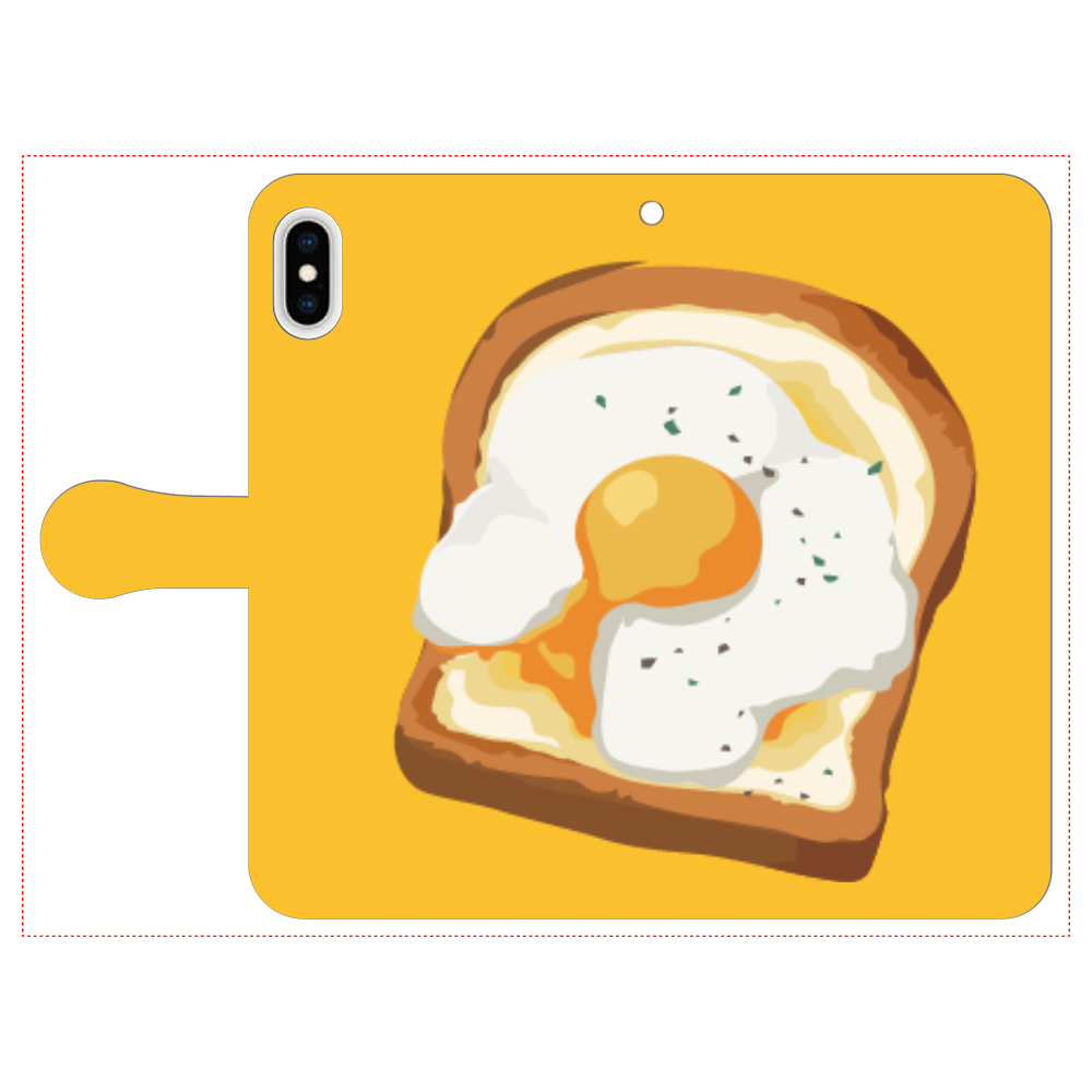 卵トーストのスマホケース iPhone Xs MAX 手帳型スマホケース