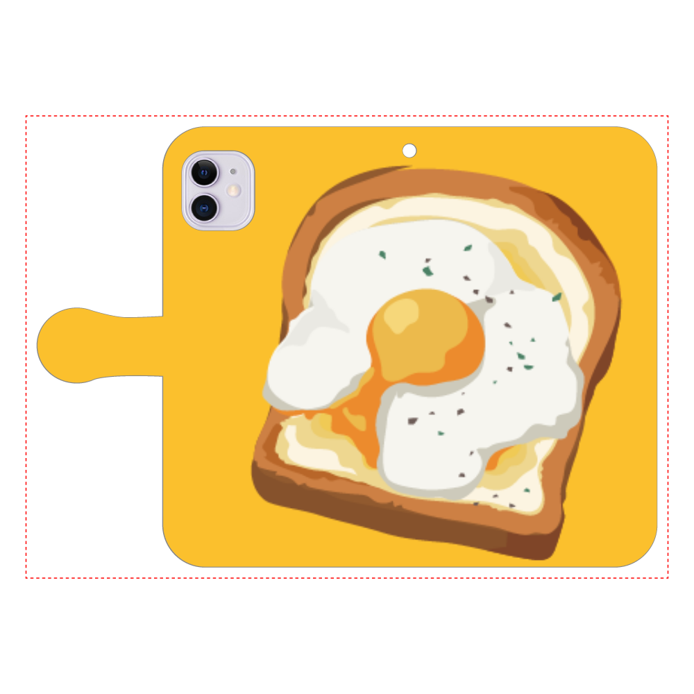 卵トーストのスマホケース iPhone11 手帳型スマホケース