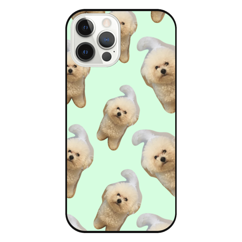 iPhone 12 pro スマホケース 犬 ビションフリーゼ iPhone12 Pro (白/黒)