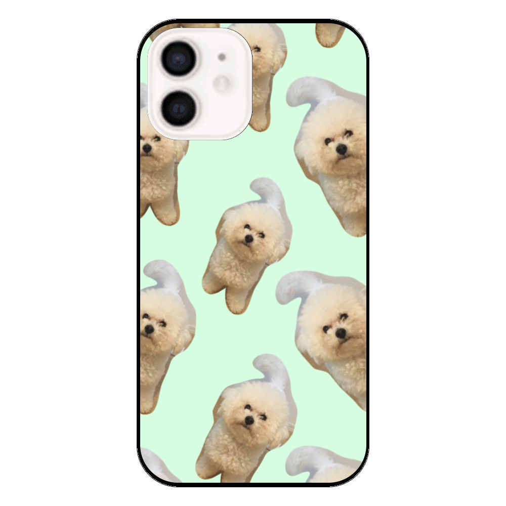 iPhone 12 スマホケース 犬 ビションフリーゼ iPhone12 (白/黒)