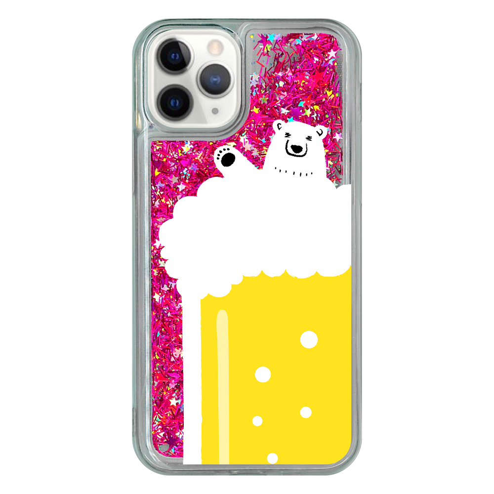 シロクマさんのビール風呂  iPhone11 Proグリッターケース