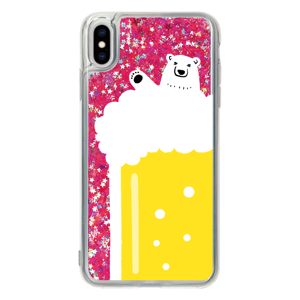 シロクマさんのビール風呂 iPhoneXsMAX_グリッターケース