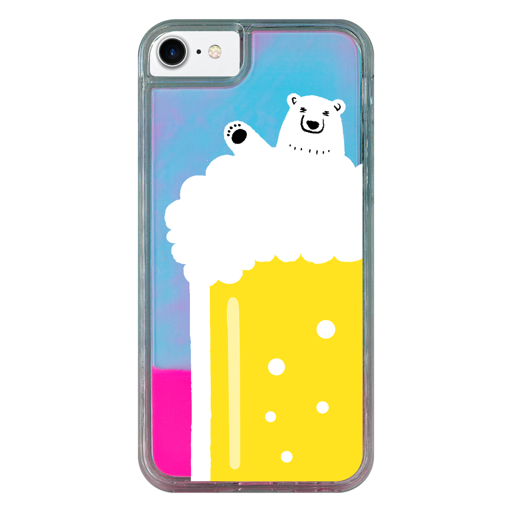シロクマさんのビール風呂 iPhone7 ネオンサンドケース