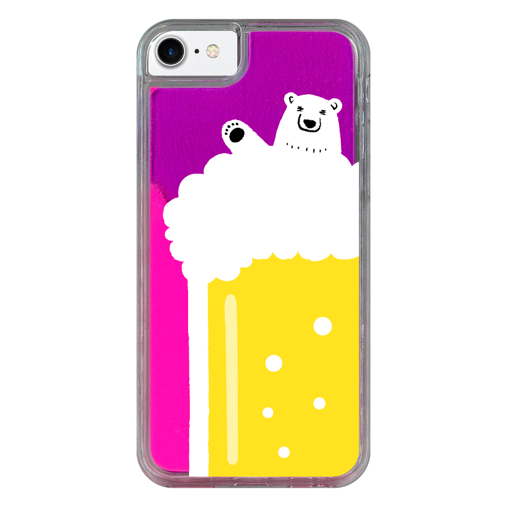 シロクマさんのビール風呂 iPhone8 ネオンサンドケース