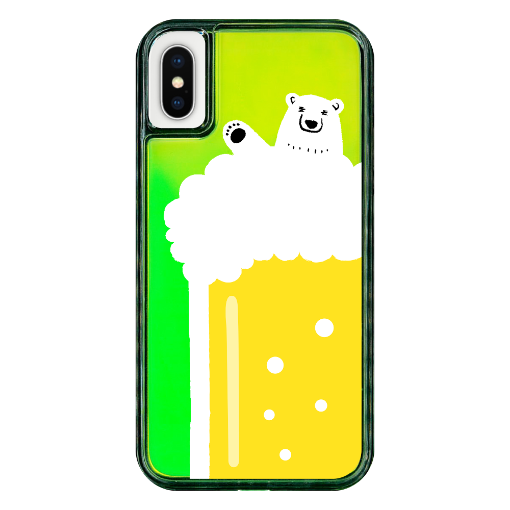 シロクマさんのビール風呂 iPhoneX/XS ネオンサンドケース