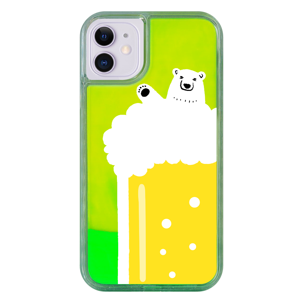 シロクマさんのビール風呂 iPhone11 ネオンサンドケース