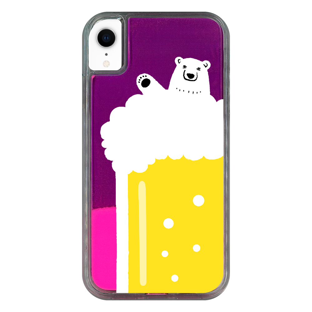 シロクマさんのビール風呂 iPhoneXR ネオンサンドケース