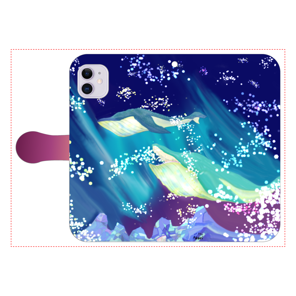 iPhone11ケース　星を食べるクジラ iPhone11 手帳型スマホケース
