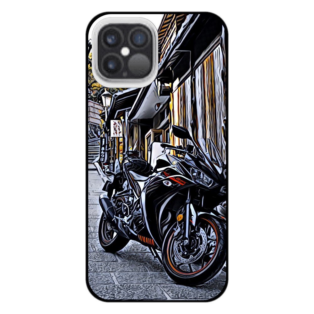 バイクと京都 iPhone12 ProMax (白/黒)