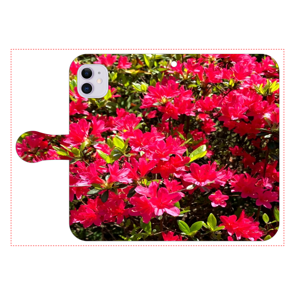 赤い花 iPhone11 手帳型スマホケース