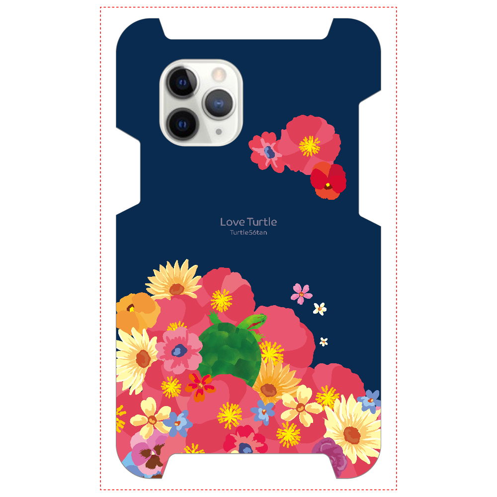 Love Turtle Flower Art ネイビーiPhone 11 Pro1