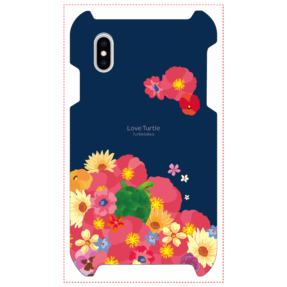 Love Turtle Flower Art ネイビーiPhoneXsMAX1