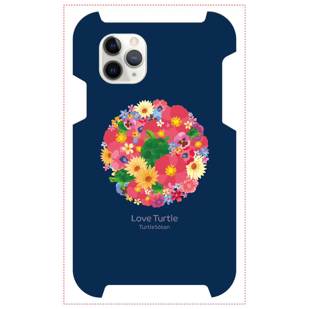 Love Turtle Flower Circle ネイビーiPhone 11 ProMAX1