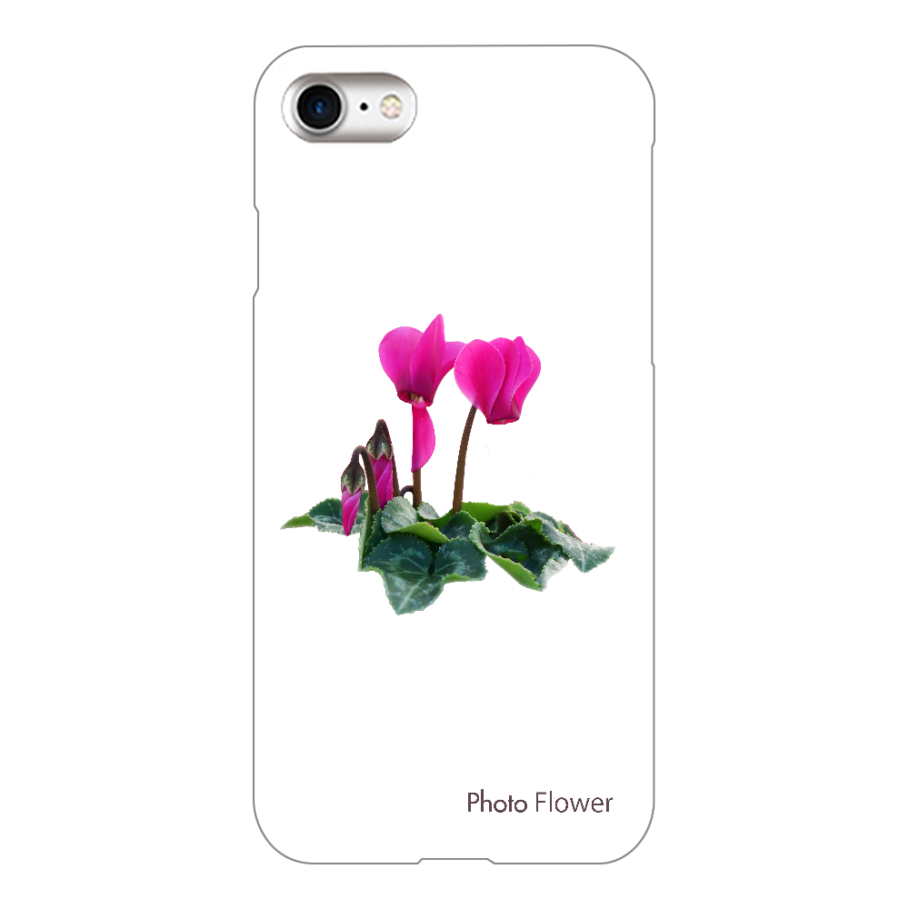 スマホケース　シクラメンの花　パープル iPhone7(透明)