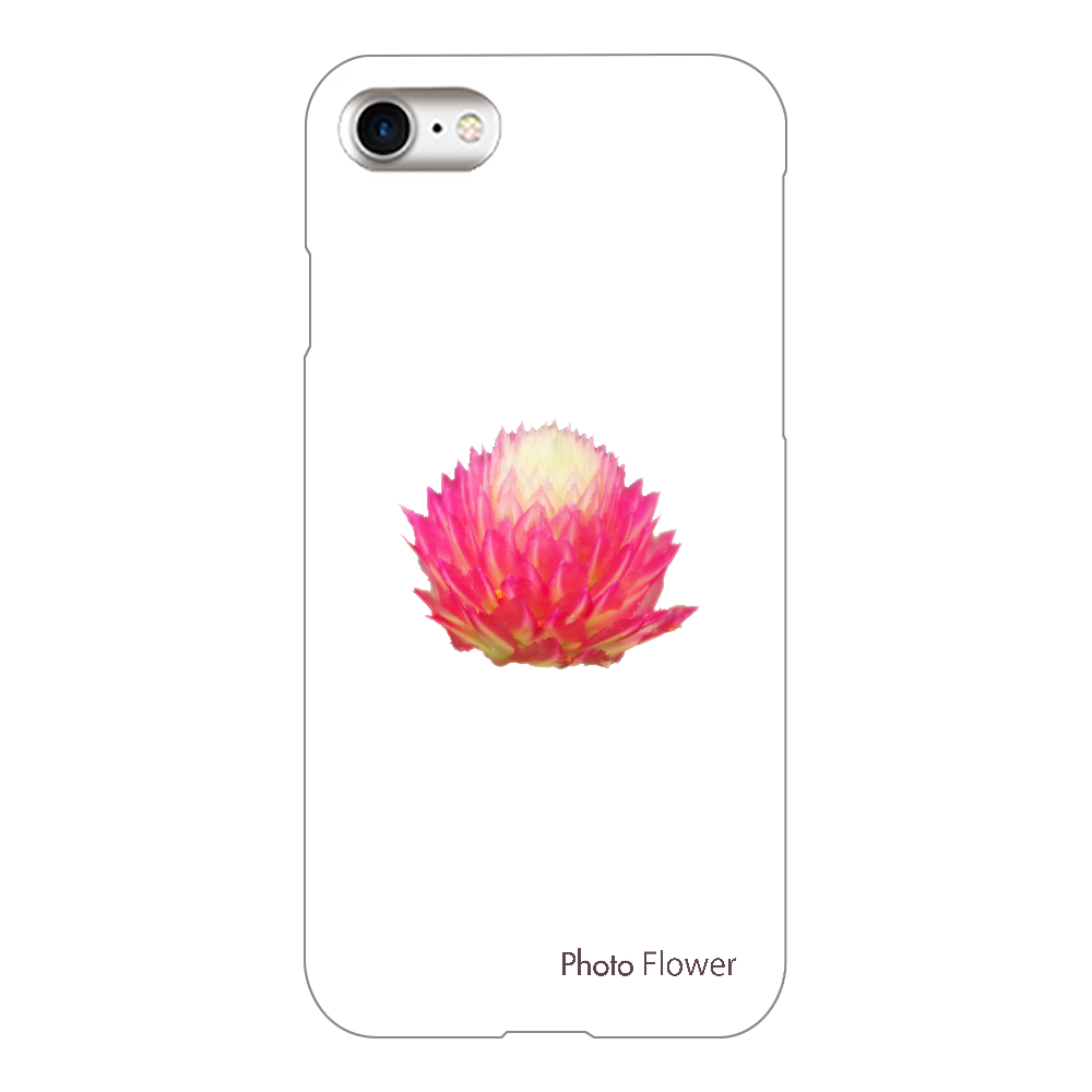 スマホケース　センニチコウの花　レッド iPhone7(透明)