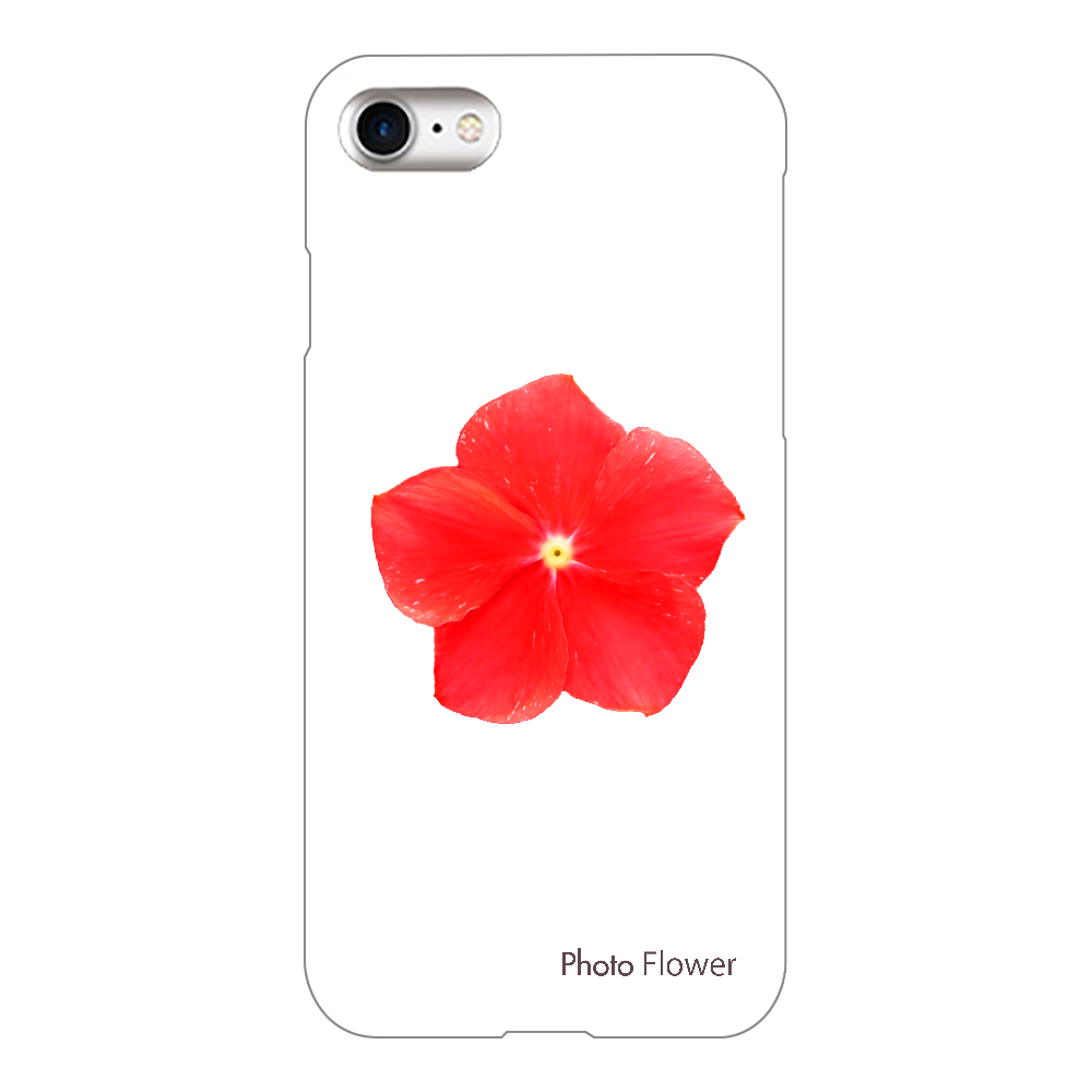 スマホケース　ニチニチソウの花　レッド iPhone7(透明)