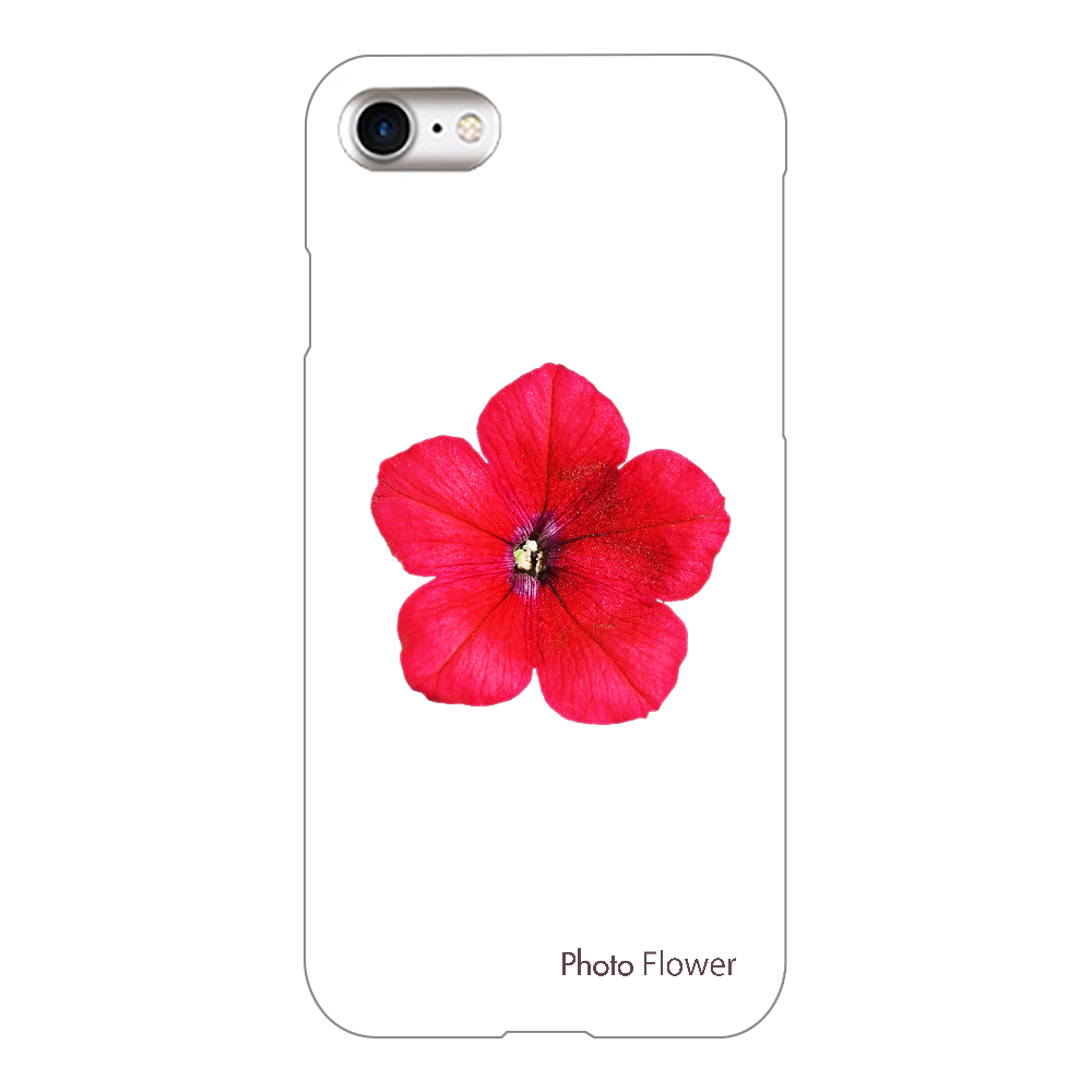 スマホケース　ペチュニアの花　レッド iPhone7(透明)