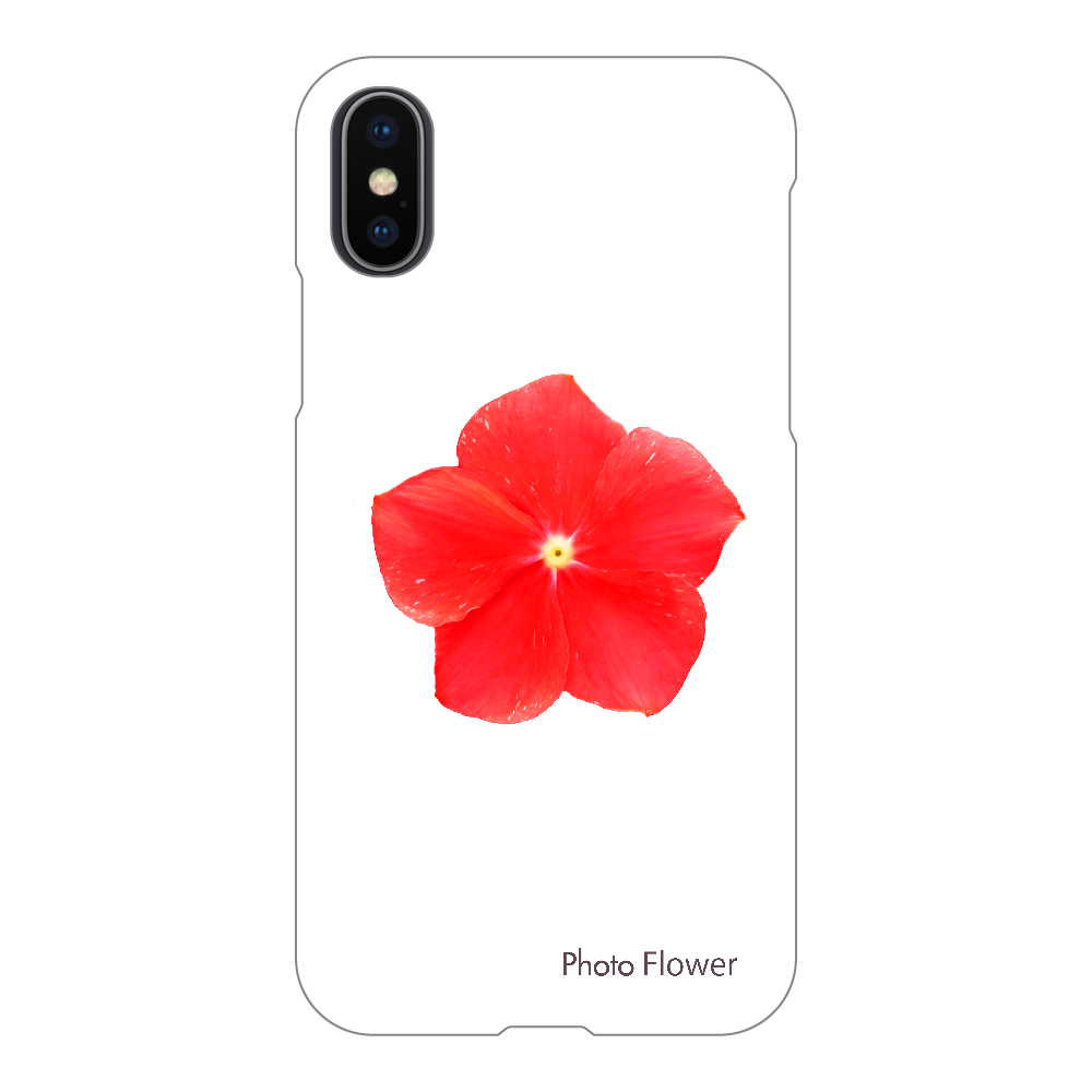 ニチニチソウの花　レッド iPhoneX/Xs(透明)