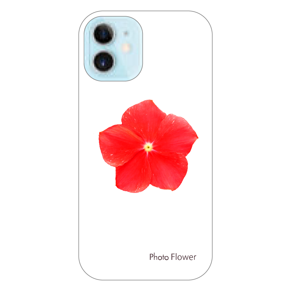 ニチニチソウの花　レッド iPhone12 mini（透明）
