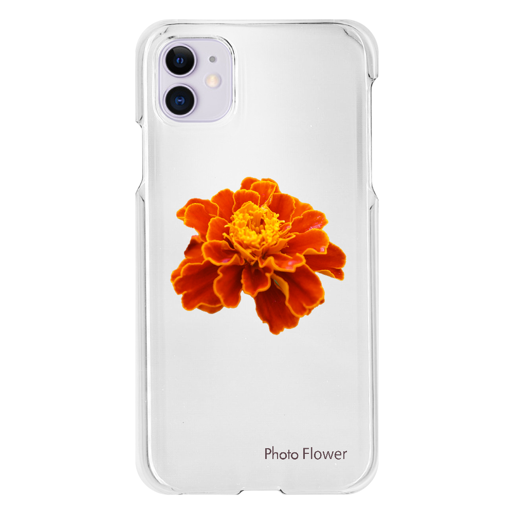 マリーゴールドの花　オレンジ iPhone11(透明）
