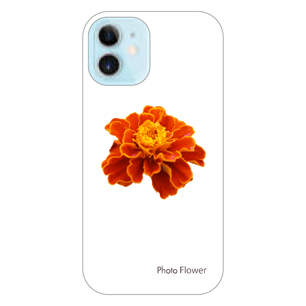 マリーゴールドの花　オレンジ iPhone12 mini（透明）