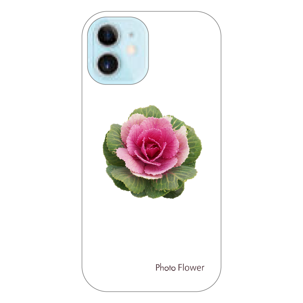 ハボタンの花　丸葉　レッド iPhone12 mini（透明）