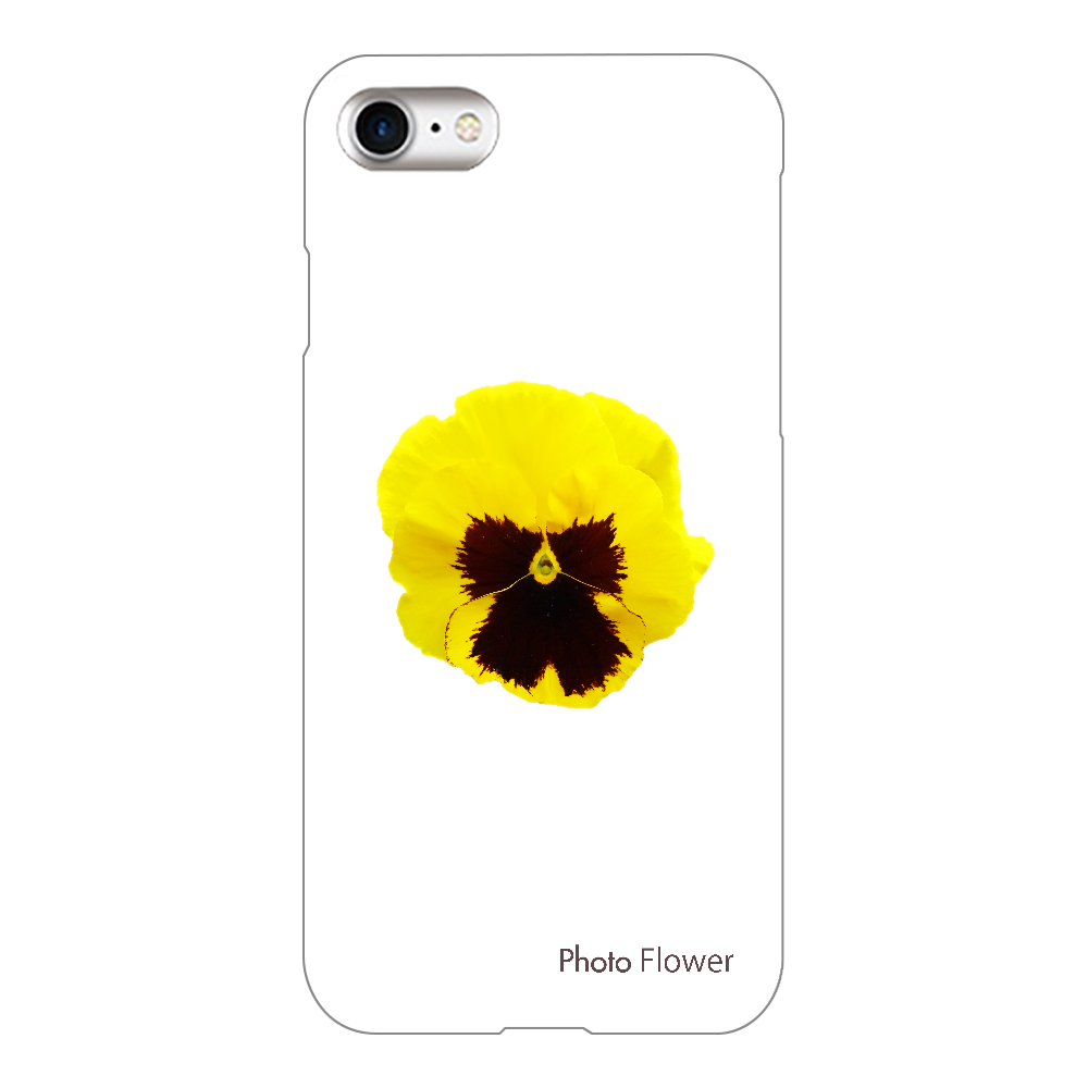 スマホケース　パンジーの花　イエロー iPhone7(透明)