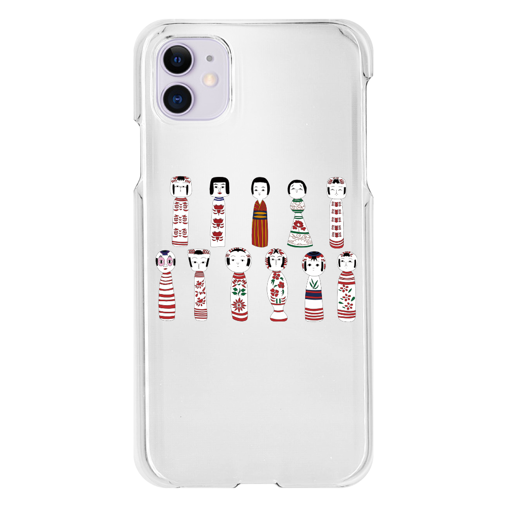 こけ繭のこけしiPhoneケース iPhone11(透明）