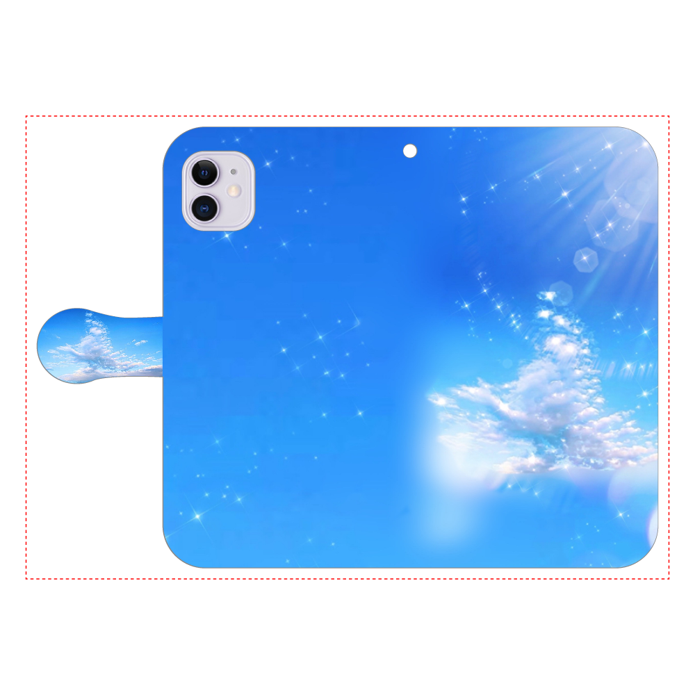 青空に羽ばたく鳳凰 iPhone11 手帳型スマホケース