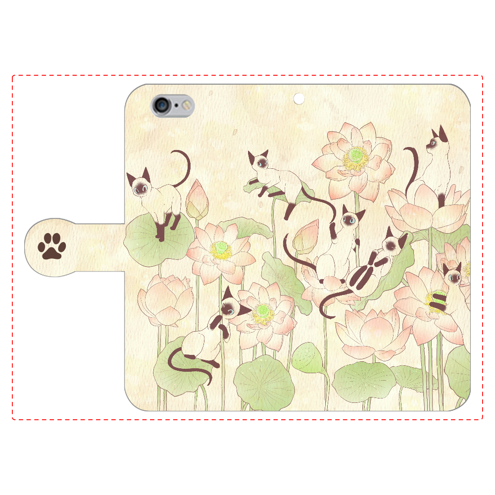 蓮とシャム猫 iPhone6/6s 手帳型スマホケース