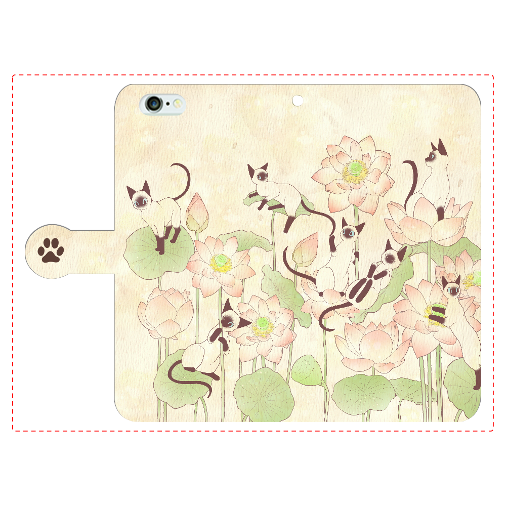 蓮とシャム猫 iPhone6Plus/6sPlus 手帳型スマホケース