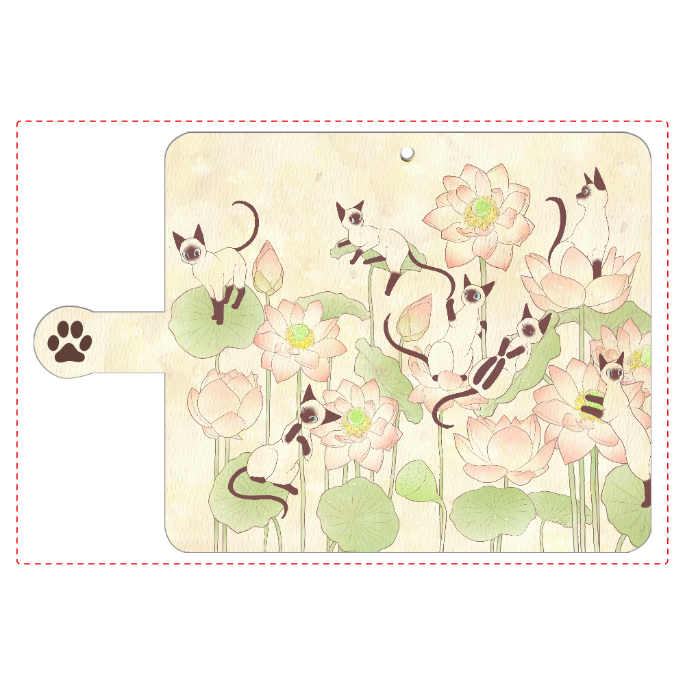 蓮とシャム猫 手帳型ベルト付きアンドロイドM