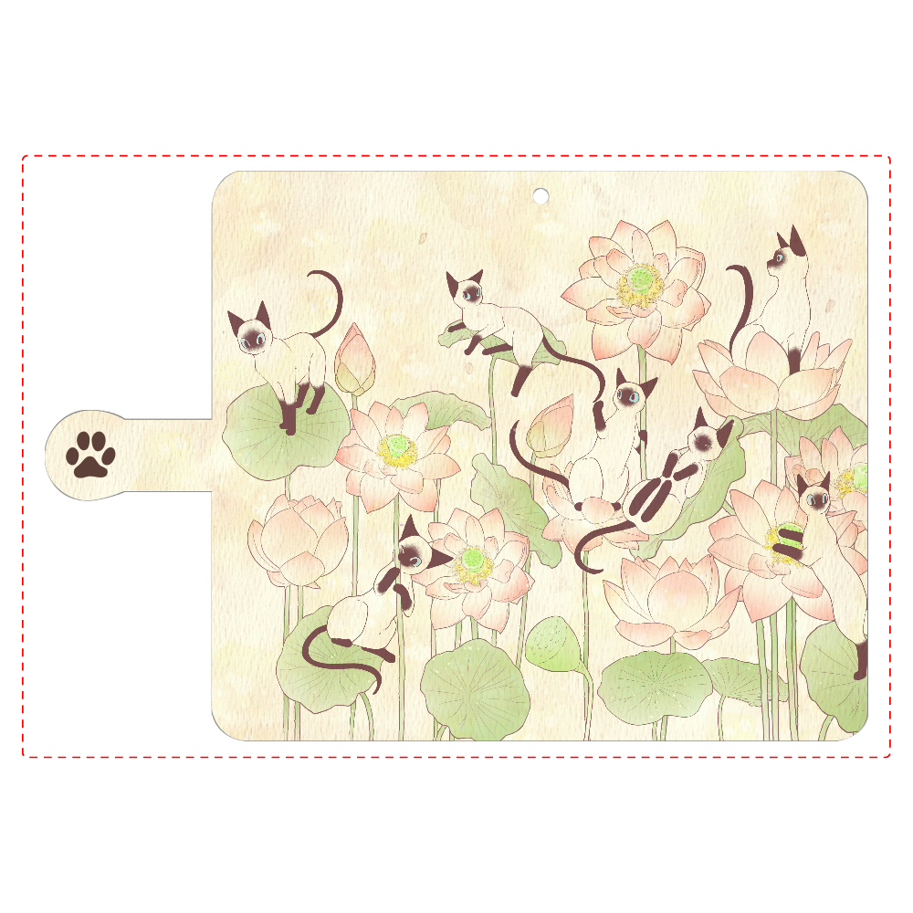 蓮とシャム猫 手帳型ベルト付きアンドロイドL