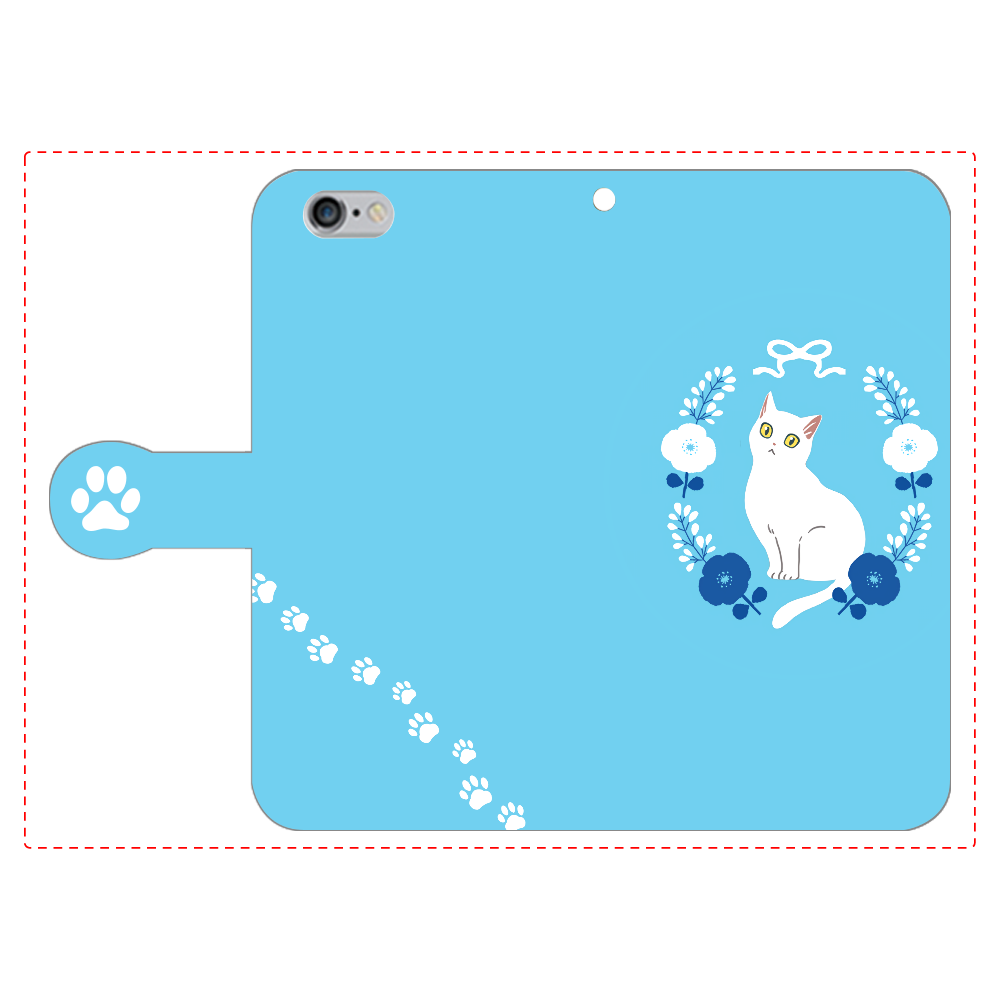 ポピーと白猫 iPhone6/6s 手帳型スマホケース