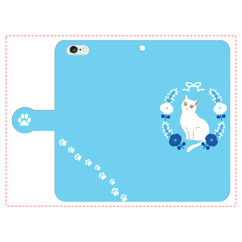 ポピーと白猫 iPhone6Plus/6sPlus 手帳型スマホケース