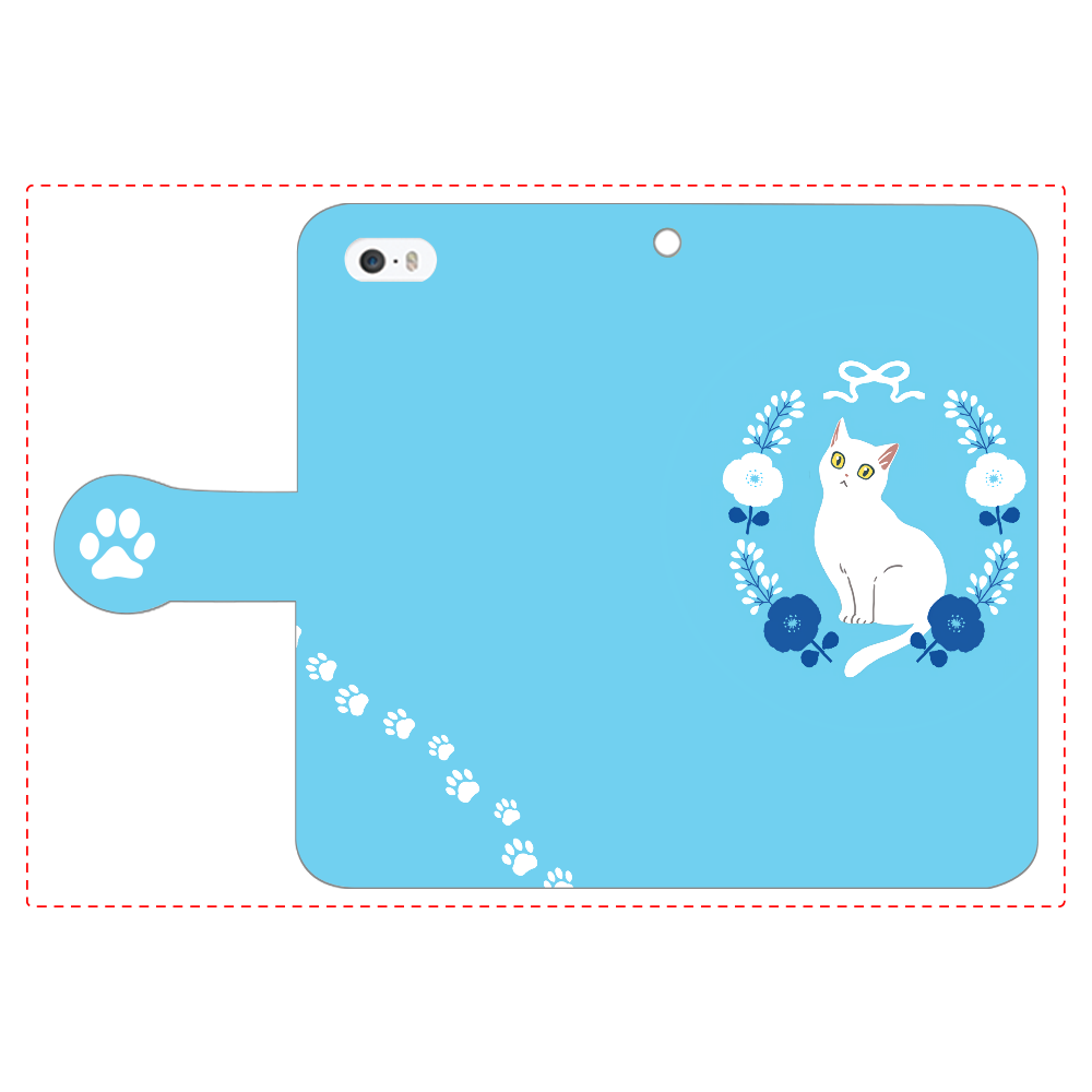 ポピーと白猫 iPhone5/5s 手帳型スマホケース
