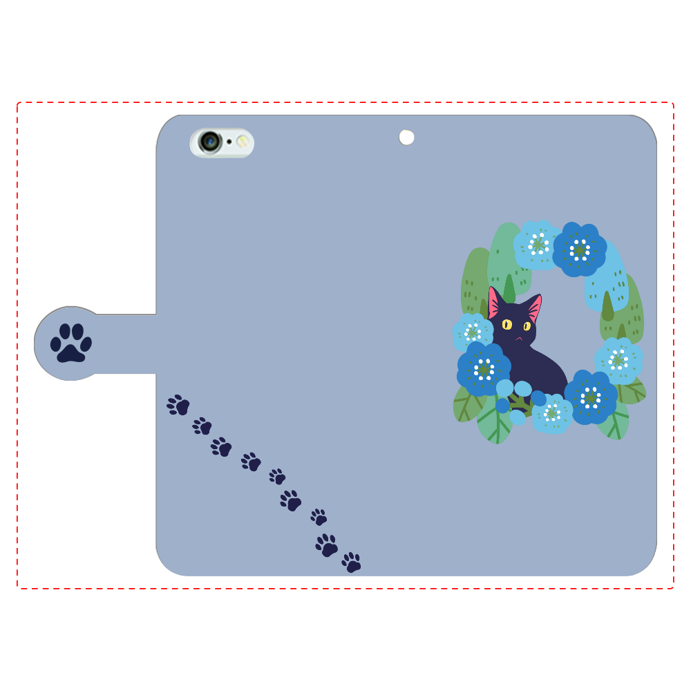 リースと黒猫 iPhone6Plus/6sPlus 手帳型スマホケース