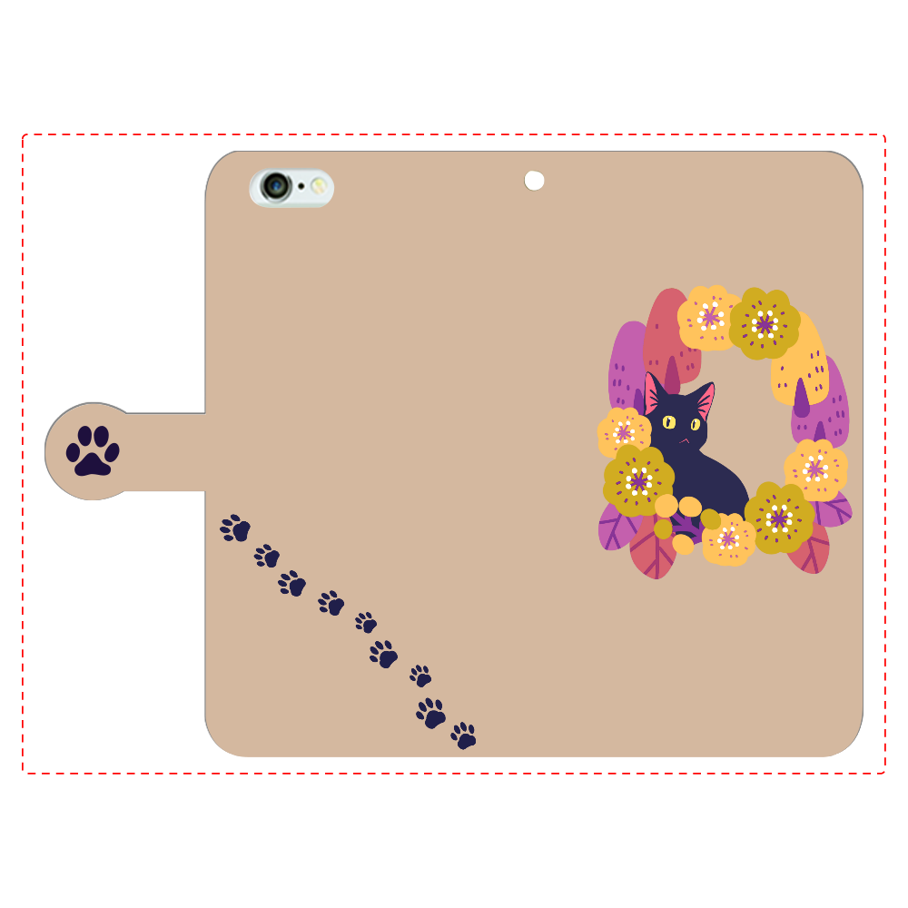 リースと黒猫 iPhone6Plus/6sPlus 手帳型スマホケース