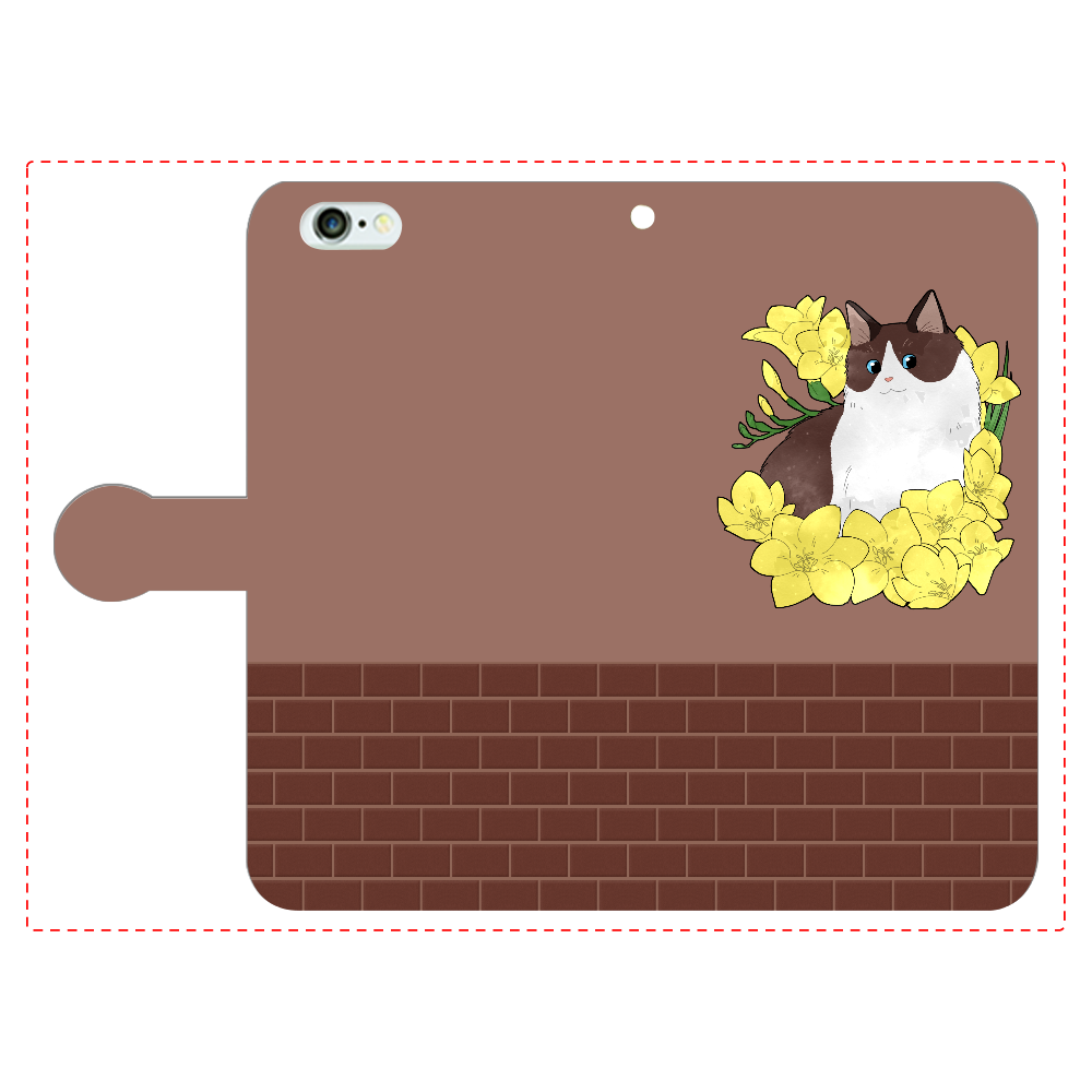 フリージアと長毛猫 iPhone6Plus/6sPlus 手帳型スマホケース