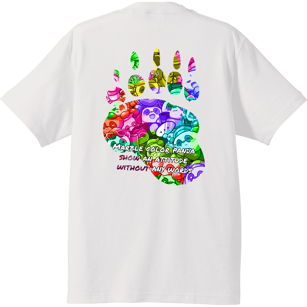 【マーブル・カラー・パンダ】のTシャツ（カラフル）ハイクオリティーTシャツ2