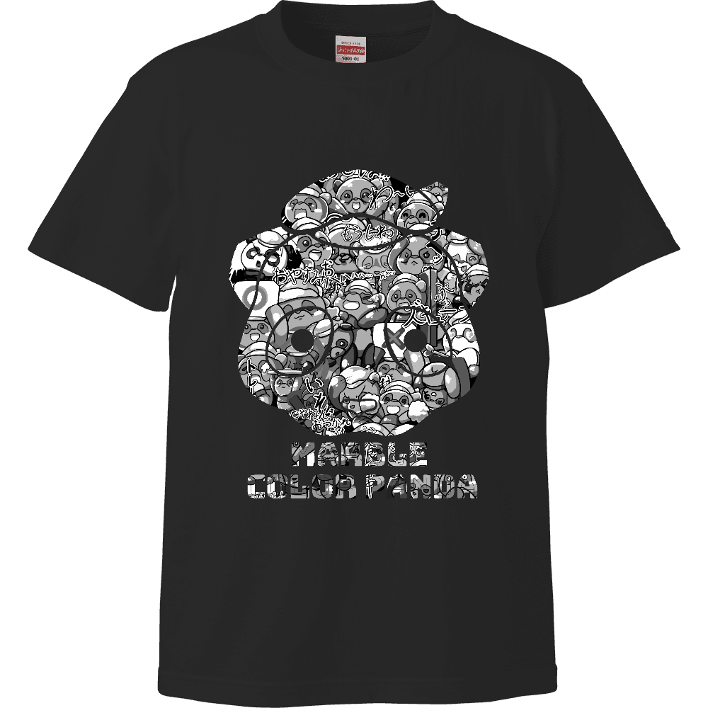 【マーブル・カラー・パンダ】のTシャツ（モノクロ） ハイクオリティーTシャツ