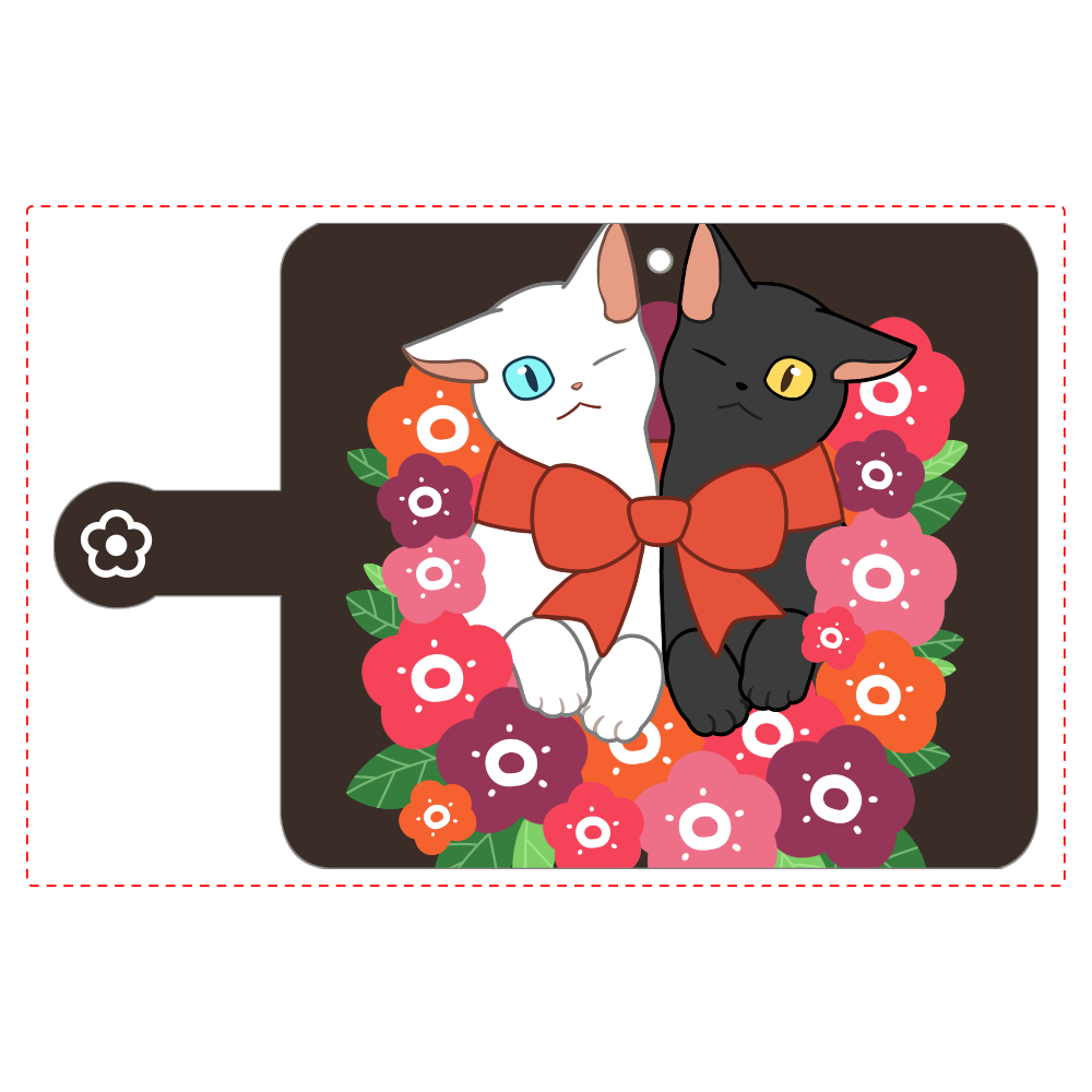 花束と猫たち 手帳型ベルト付きアンドロイドS