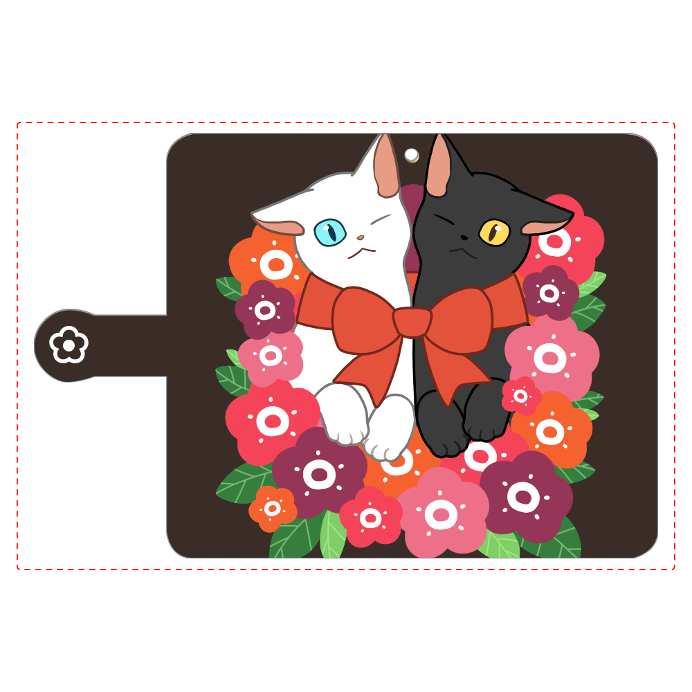 花束と猫たち 手帳型ベルト付きアンドロイドM