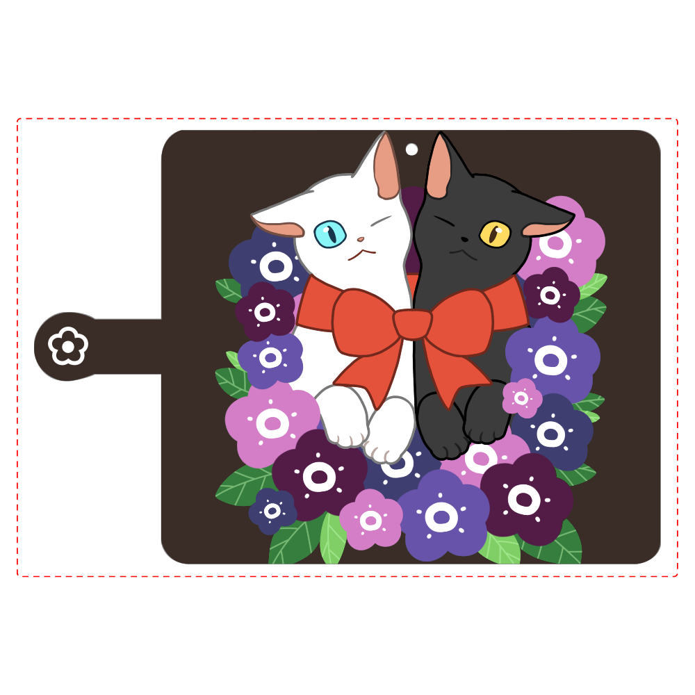 花束と猫たち 手帳型ベルト付きアンドロイドL