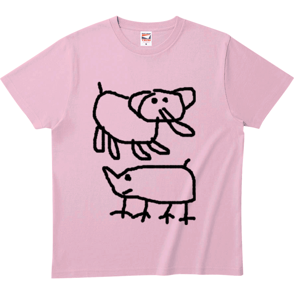 絵心ないTシャツ「ゾウとサイw」ヘビーウェイトTシャツ1