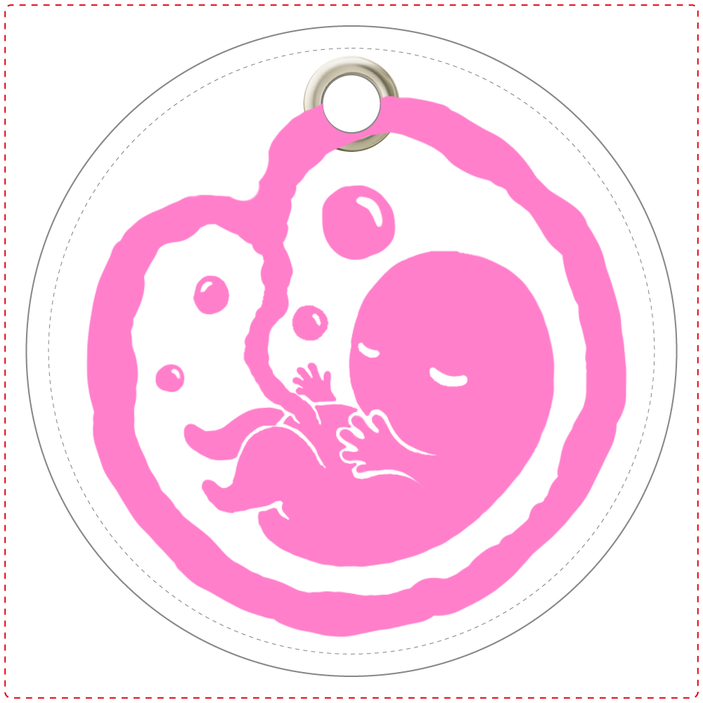おやすみ胎児ちゃんのキーホルダー レザーキーホルダー（丸型）