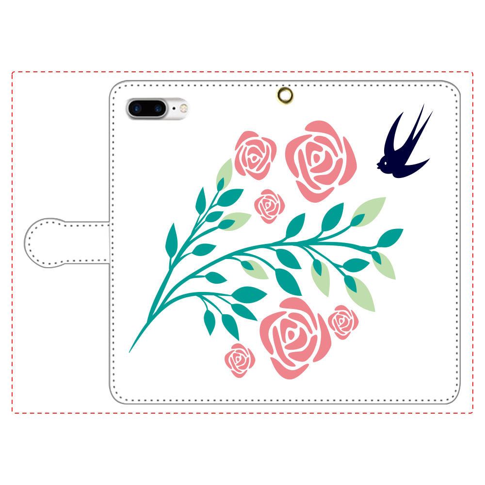 花と鳥の手帳型ベルト付きiPhone8Plus iPhone8Plus 手帳型スマホケース