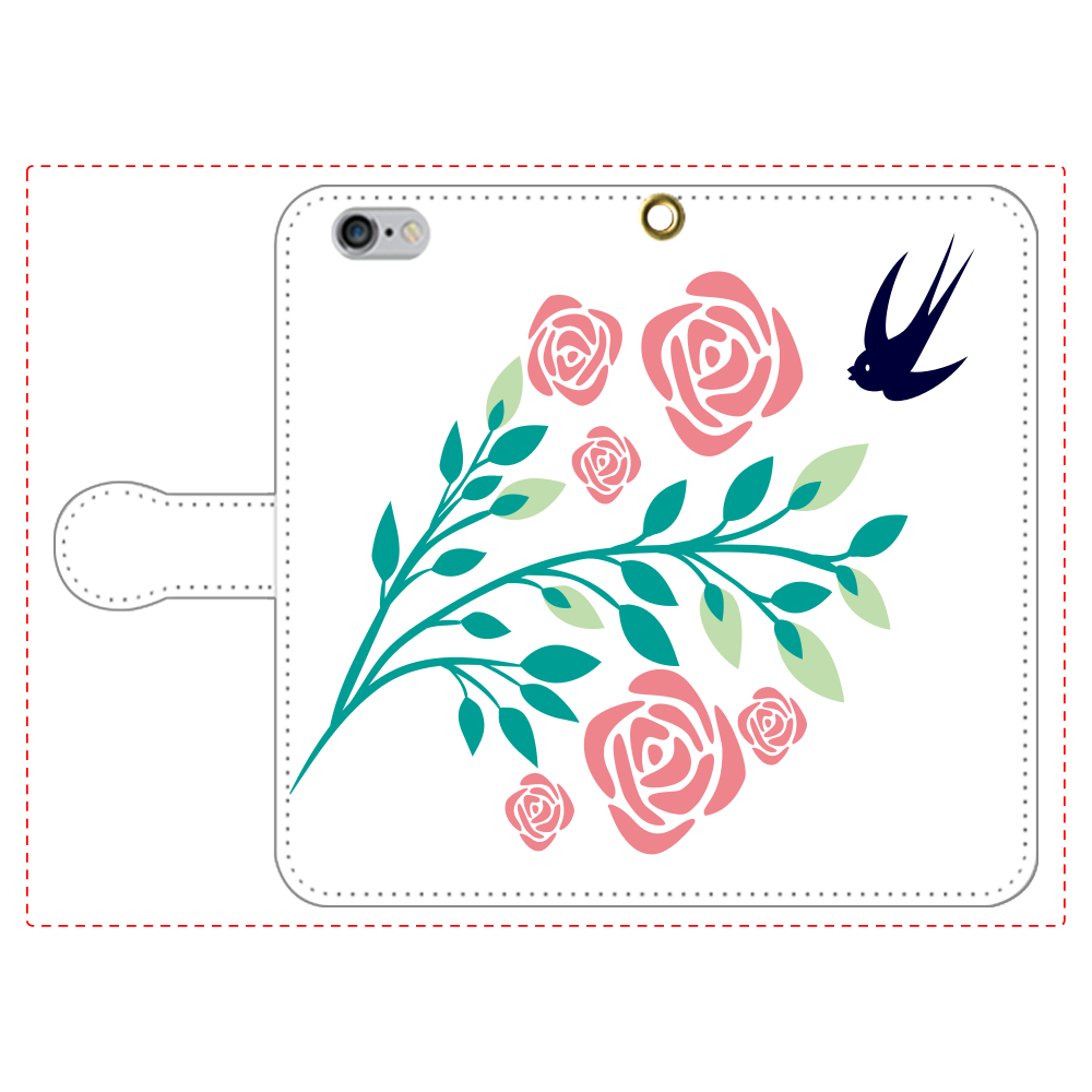 花と鳥の手帳型ベルト付きiPhone6/6s iPhone6/6s 手帳型スマホケース