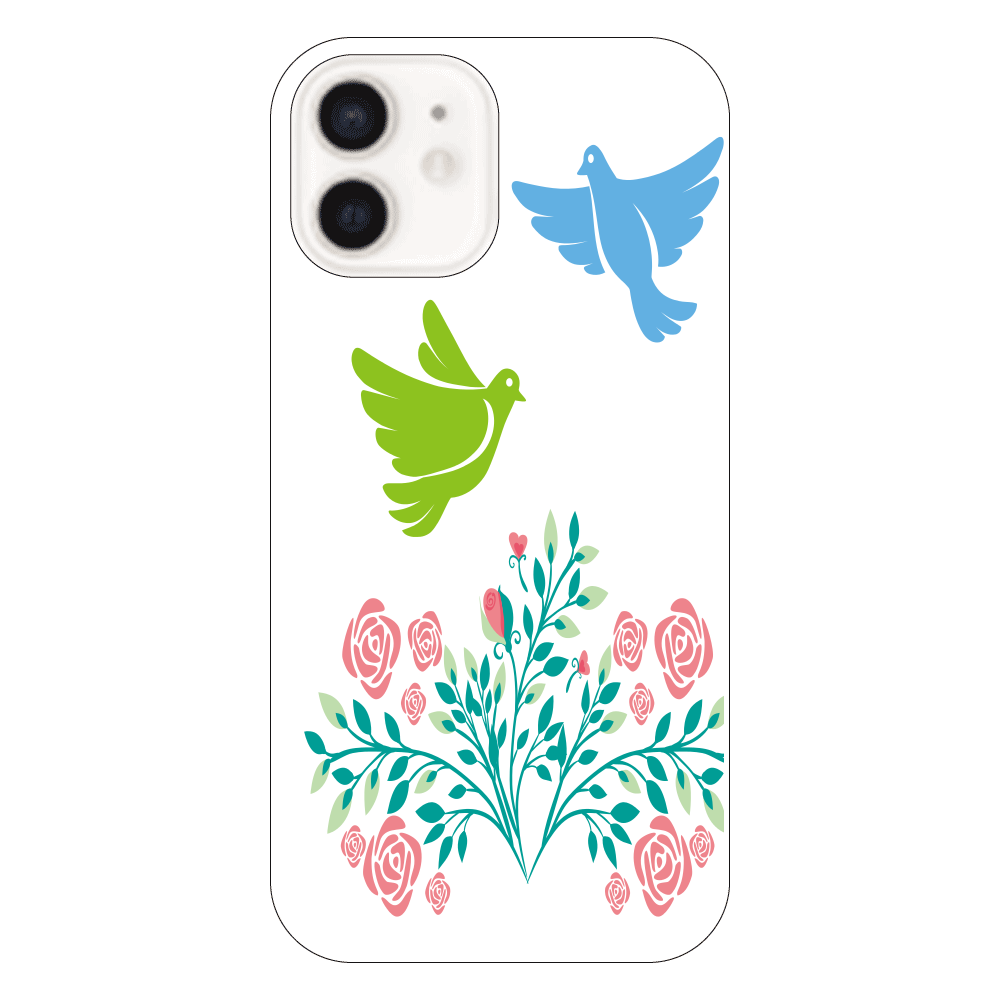 花と鳥２の表面のみ印刷iPhone12ケース iPhone12（透明）