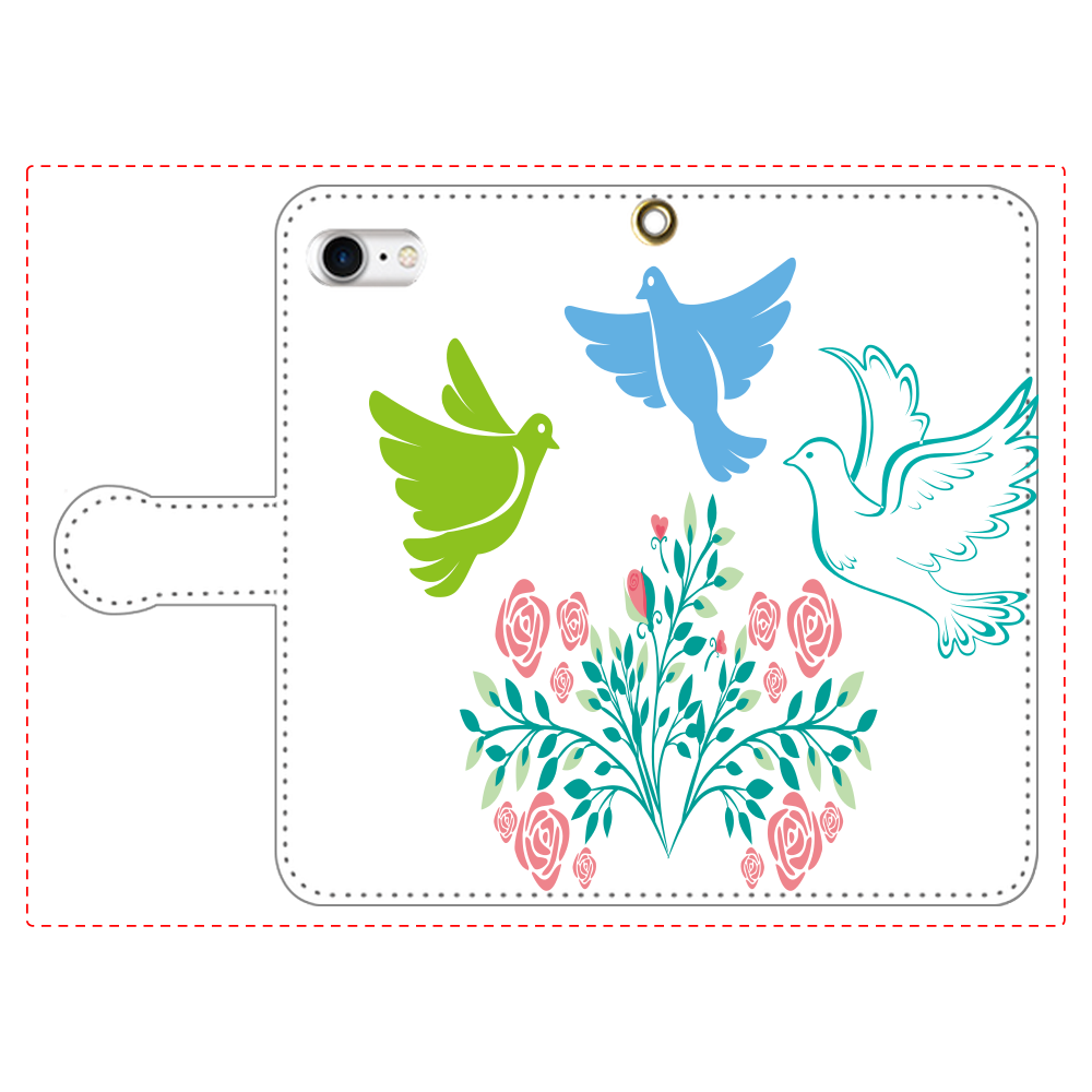 花と鳥３の手帳型ベルト付きiphoneSE2 iPhoneSE2/SE3 手帳型スマホケース　